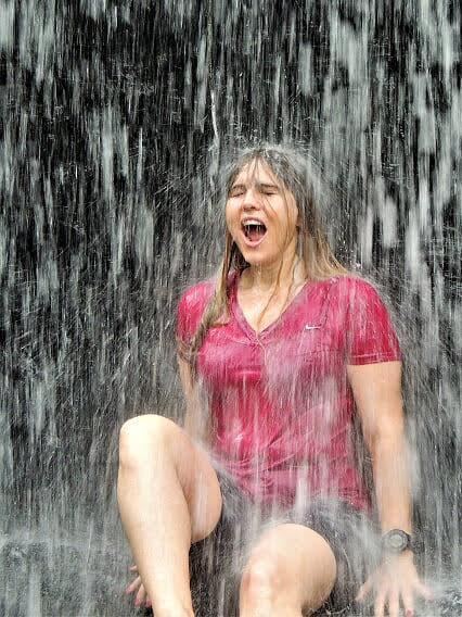 woman sitting in the rain